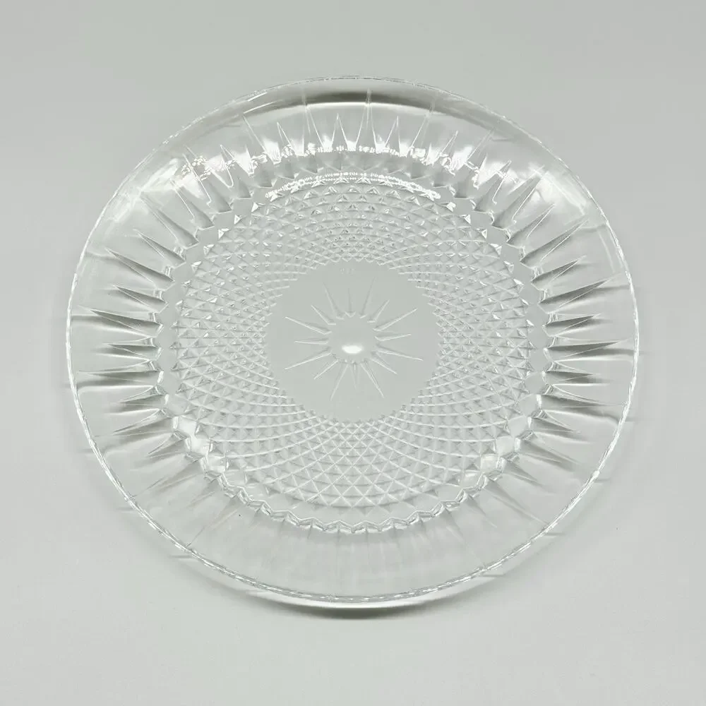 Vintage Arcoroc Diamant Starburst Clear Glass 10” Round Serving Platter Plate